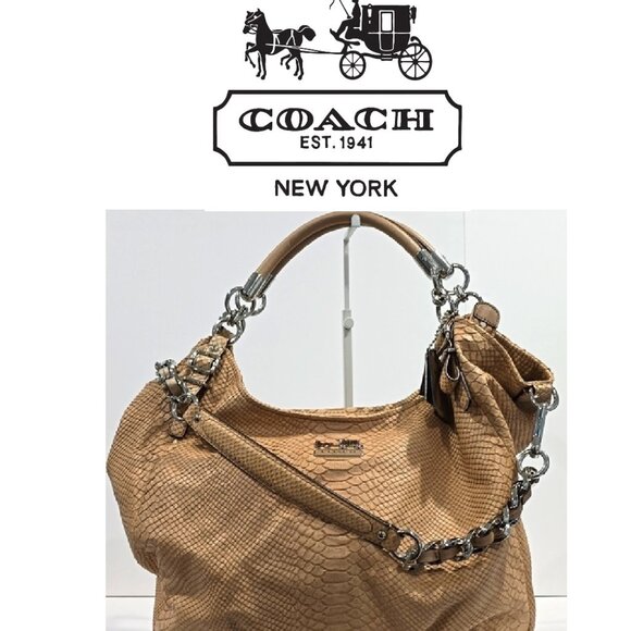 NWT ✅ Coach VINTAGE Madison Embossed Python Large Bag #16349 ✨NWTs Dust Bag COA - Picture 1 of 17